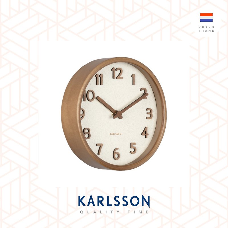 荷兰Karlsson, 22cm 木制象牙白色数字挂钟Wall clock Pure grain - 时钟/闹钟 - 其他金属 白色