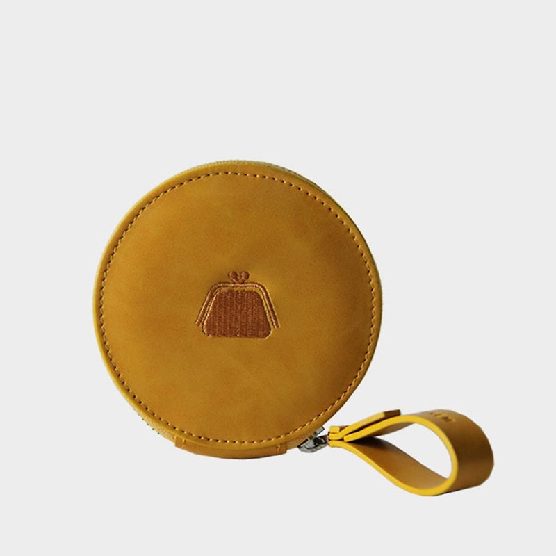 Circle Wallet Wallet with yellow circular coin purse - 皮夹/钱包 - 人造皮革 黄色
