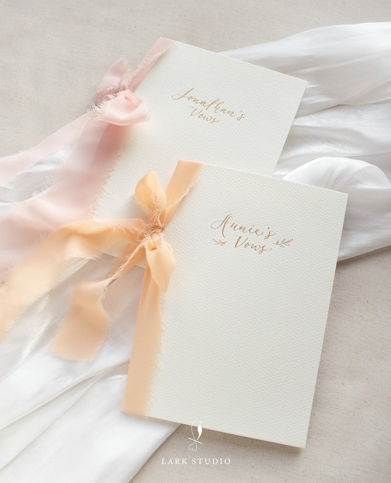 【定制化】手写英文书法婚礼誓言书 一对入 - 婚礼誓言书 - 纸 粉红色