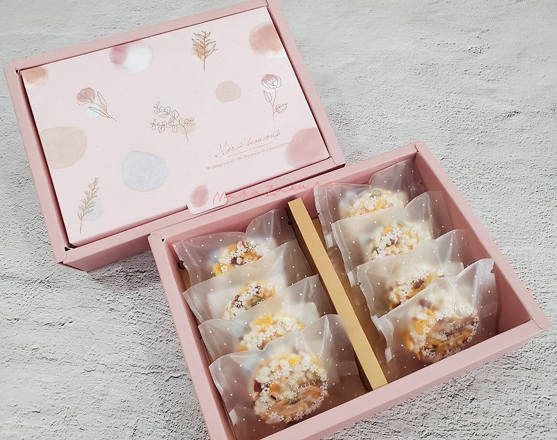 日式胡桃米果  礼盒  附提袋 - 手工饼干 - 其他材质 粉红色
