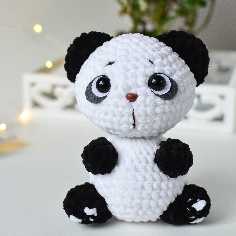 Panda cub bear crochet pattern, amigurumi animals, PDF English easy tutorial, di - 编织/刺绣/羊毛毡/裁缝 - 绣线 