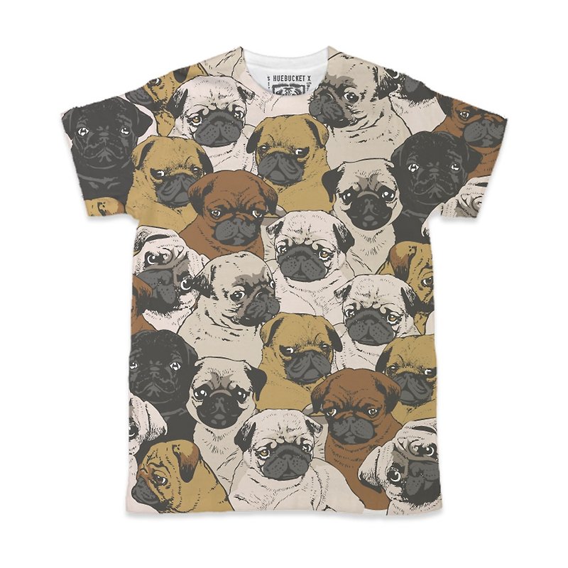 PUG Life • Social Pugs • Unisex T-shirt - 男装上衣/T 恤 - 聚酯纤维 白色