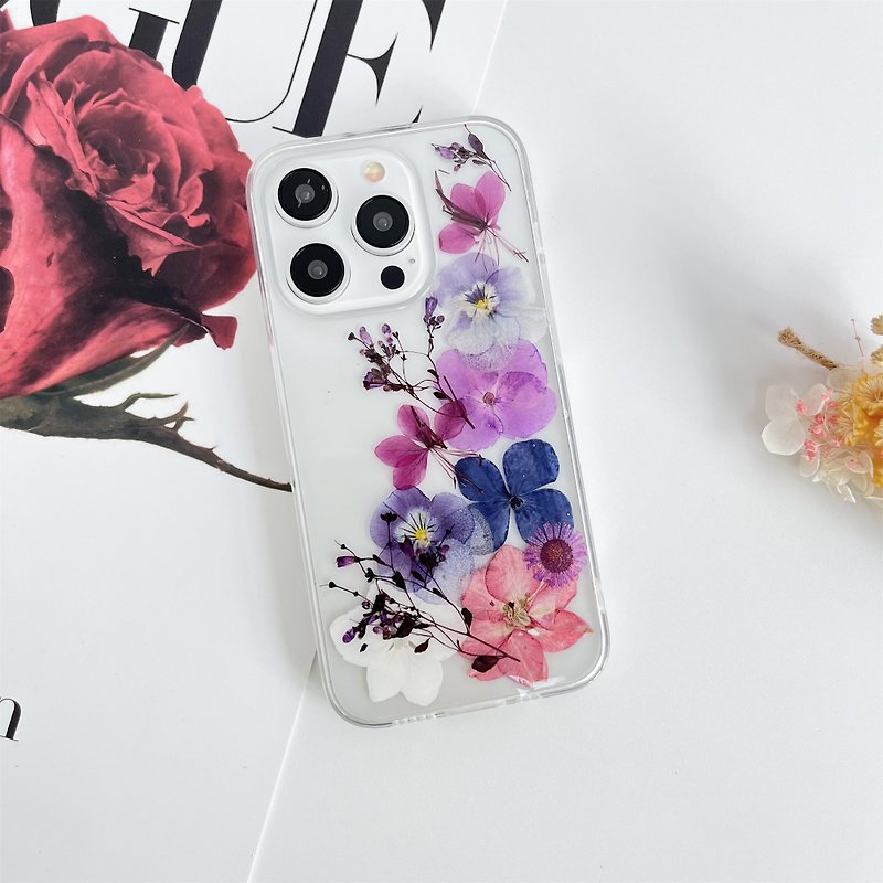 三色堇 绣球花 手作押花手机壳 适用于iPhone Samsung Sony全系 - 手机壳/手机套 - 植物．花 