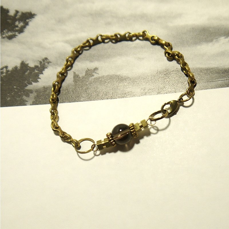 茶水晶黄铜手链/ brass/bracelet/accessories - 手链/手环 - 其他金属 黄色