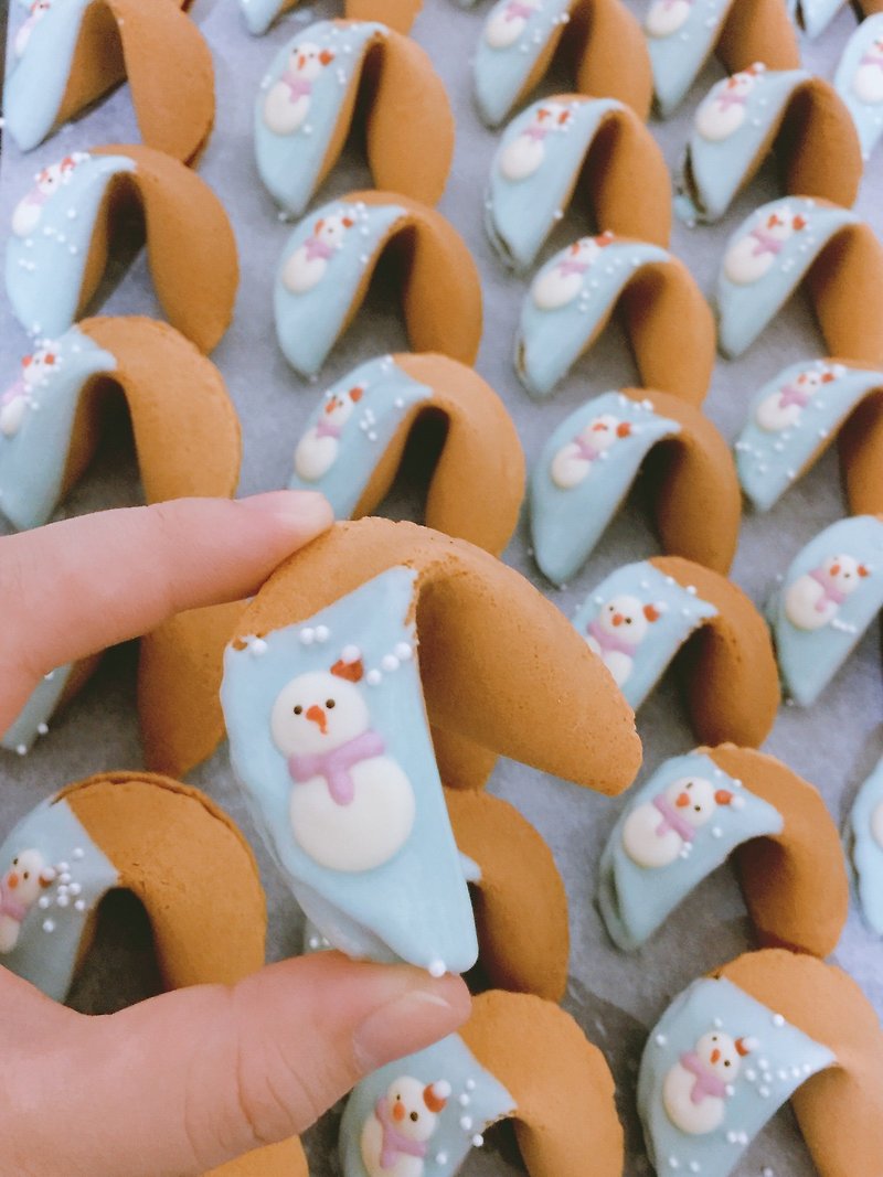 【圣诞雪人】幸运签饼6入组 - 手工饼干 - 新鲜食材 白色
