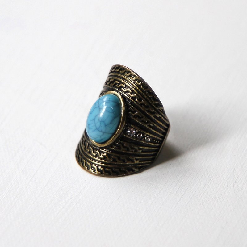 【蛋植物古着】松石蓝复古古董戒指 - 戒指 - 其他金属 蓝色
