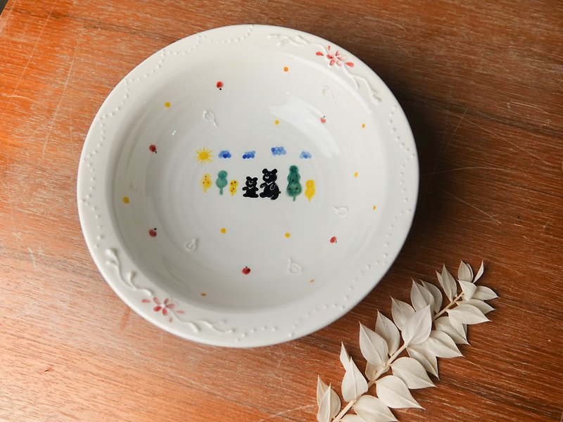 伫所 - *黑熊母子的散步* 手工陶瓷盘 - 盘子/餐盘/盘架 - 瓷 多色