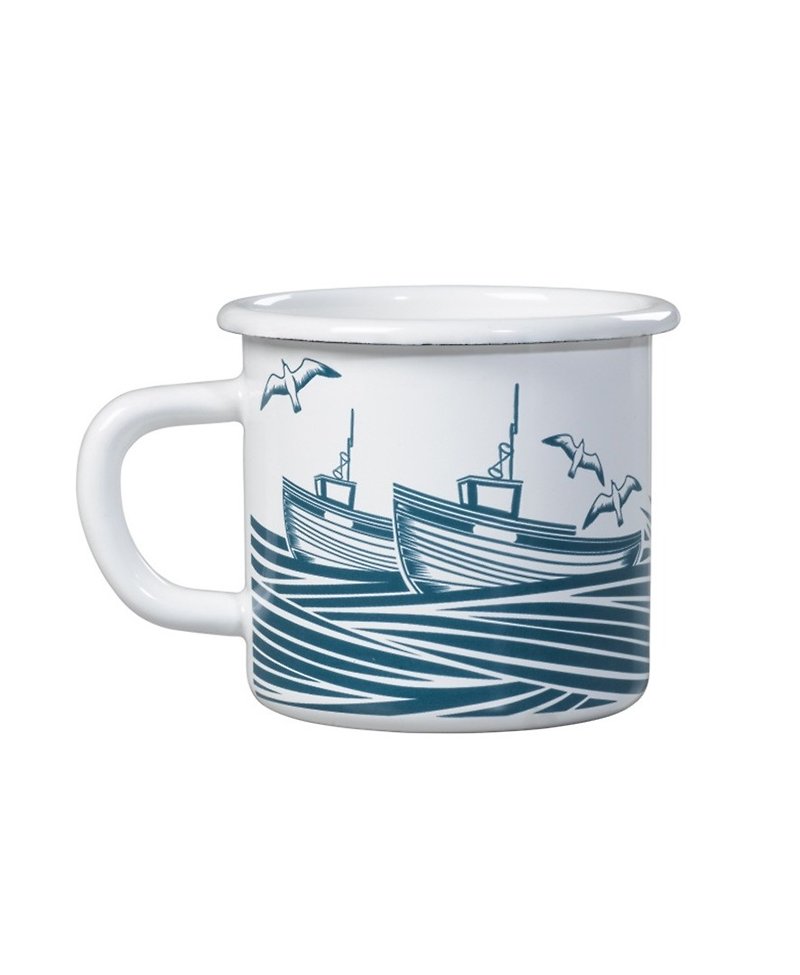 SUSS-英国进口Wild & Wolf设计海洋上的回家小船珐琅马克杯-现货包邮 - 咖啡杯/马克杯 - 珐琅 白色