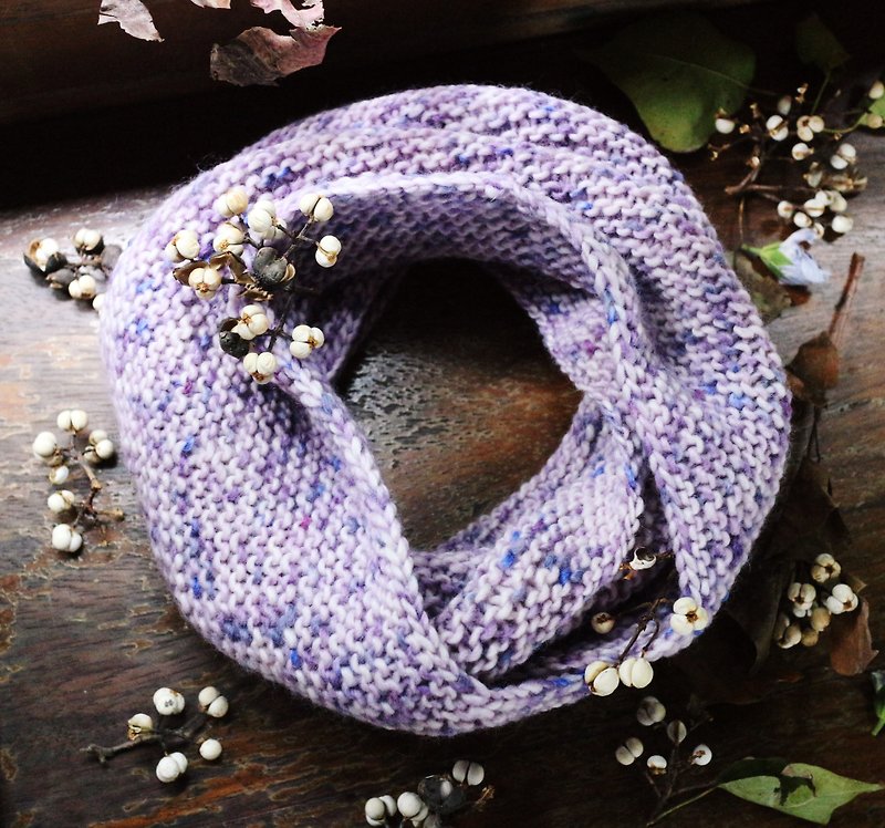 Handmade手作-蓝莓优格-毛线脖围【现货】 - 围巾/披肩 - 羊毛 紫色
