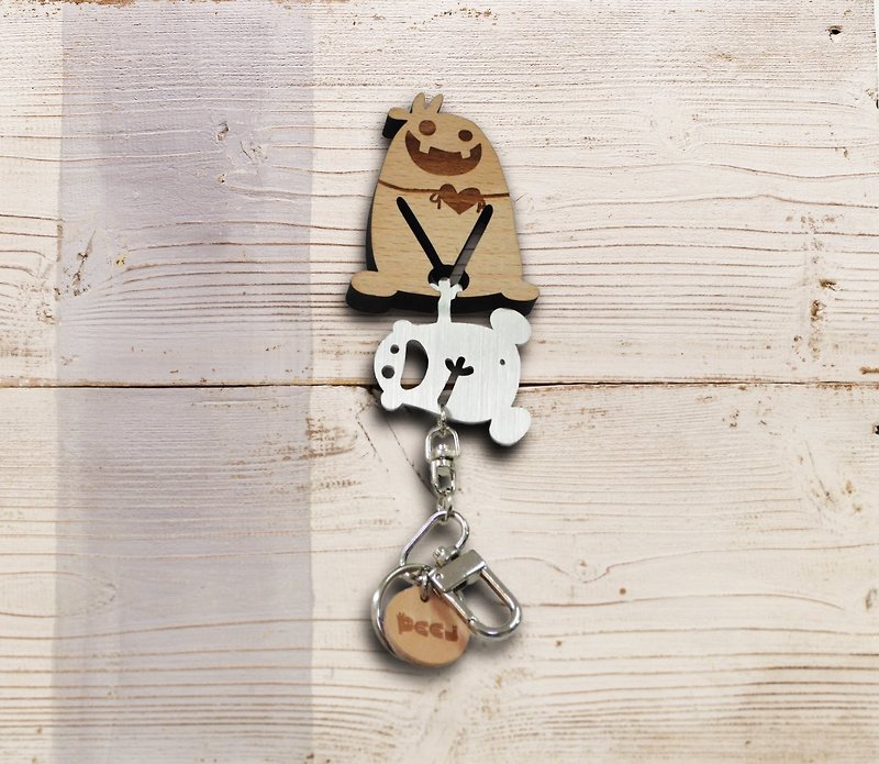 【Peej】我的好朋友·钥匙圈挂架 不锈钢/山毛榉木 组合 - 钥匙链/钥匙包 - 其他金属 灰色