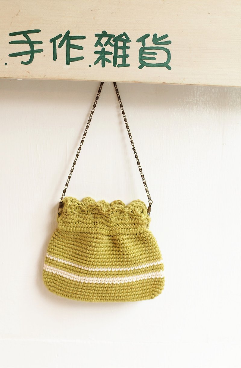 【好日手作】苹果绿苎麻绳编织小包 - 手提包/手提袋 - 其他材质 绿色