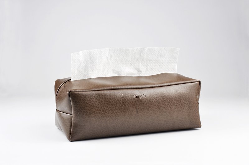 抽取式面纸盒 简约防水环保皮革卫生纸巾盒 咖啡色 - 纸巾盒 - 人造皮革 咖啡色