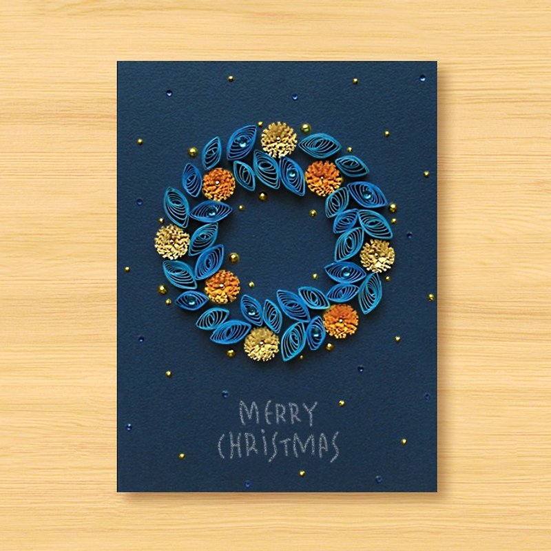 手工卷纸圣诞卡片 _ 星空系列 - 花草漫游圣诞花圈 - 卡片/明信片 - 纸 蓝色