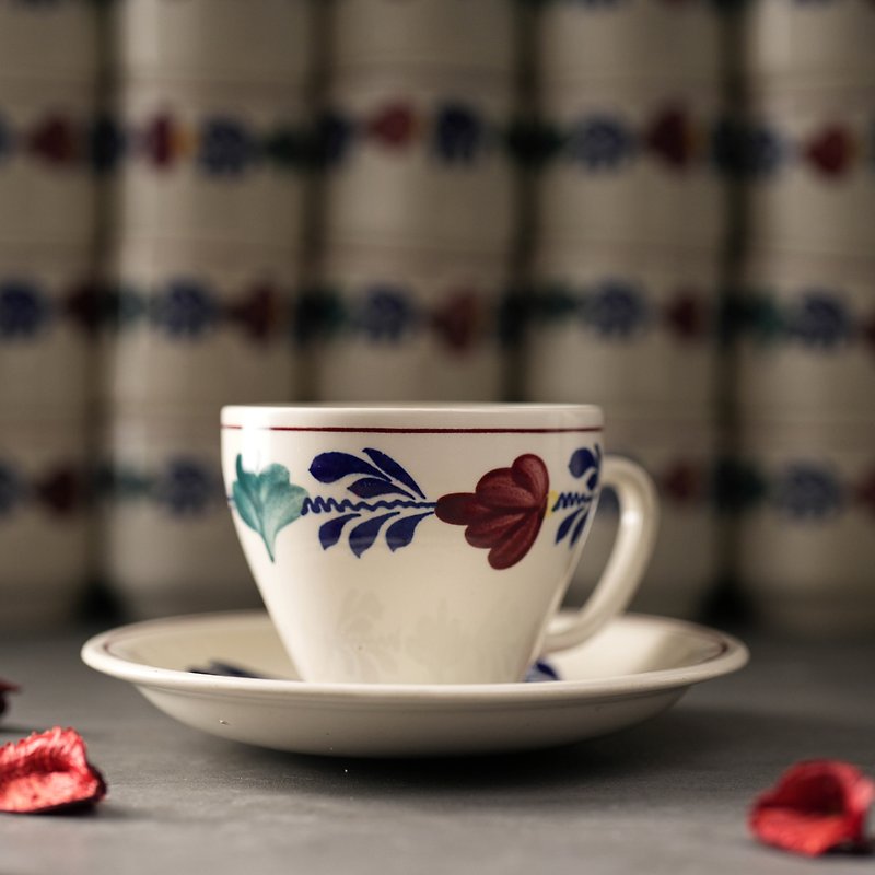 比利时Boch手绘Boerenbont 'Audrey'茶杯组/咖啡杯组/老件 - 茶具/茶杯 - 瓷 多色