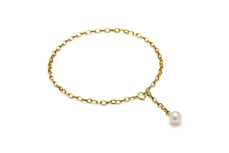 <洛克恩雅-北欧系列> 珍珠/陶瓷24K手链 自由搭配吊饰 - 手链/手环 - 其他金属 黄色