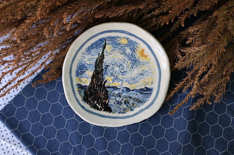 Ceramic Plate Starry night 02  - 花瓶/陶器 - 陶 蓝色