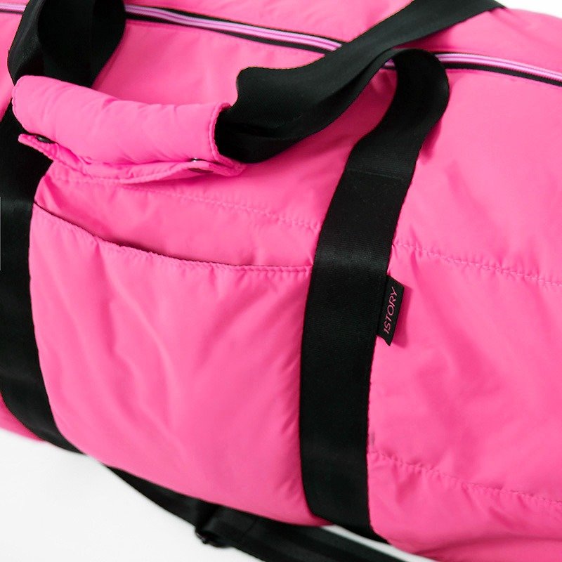 圆筒背包．桃红╳黑 - 侧背包/斜挎包 - 其他材质 粉红色