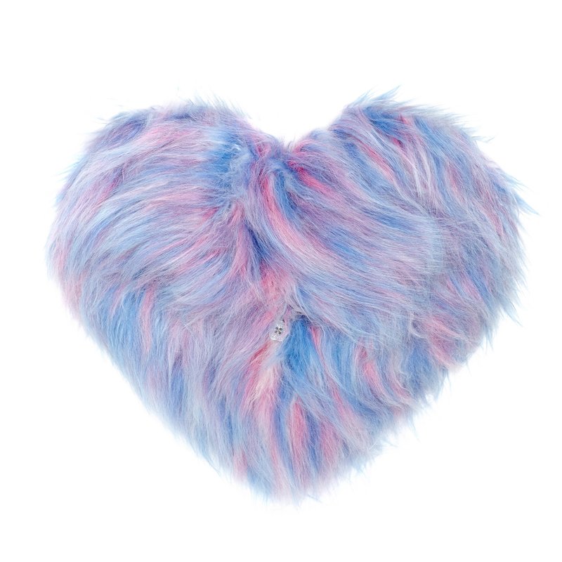 Cotton Candy Furry Heart Clutch - 其他 - 聚酯纤维 蓝色