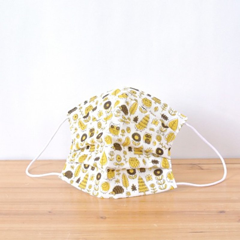 TEMARIYA | handmade mask Owl in the forest Yellow | Environmental products - 口罩 - 棉．麻 黄色