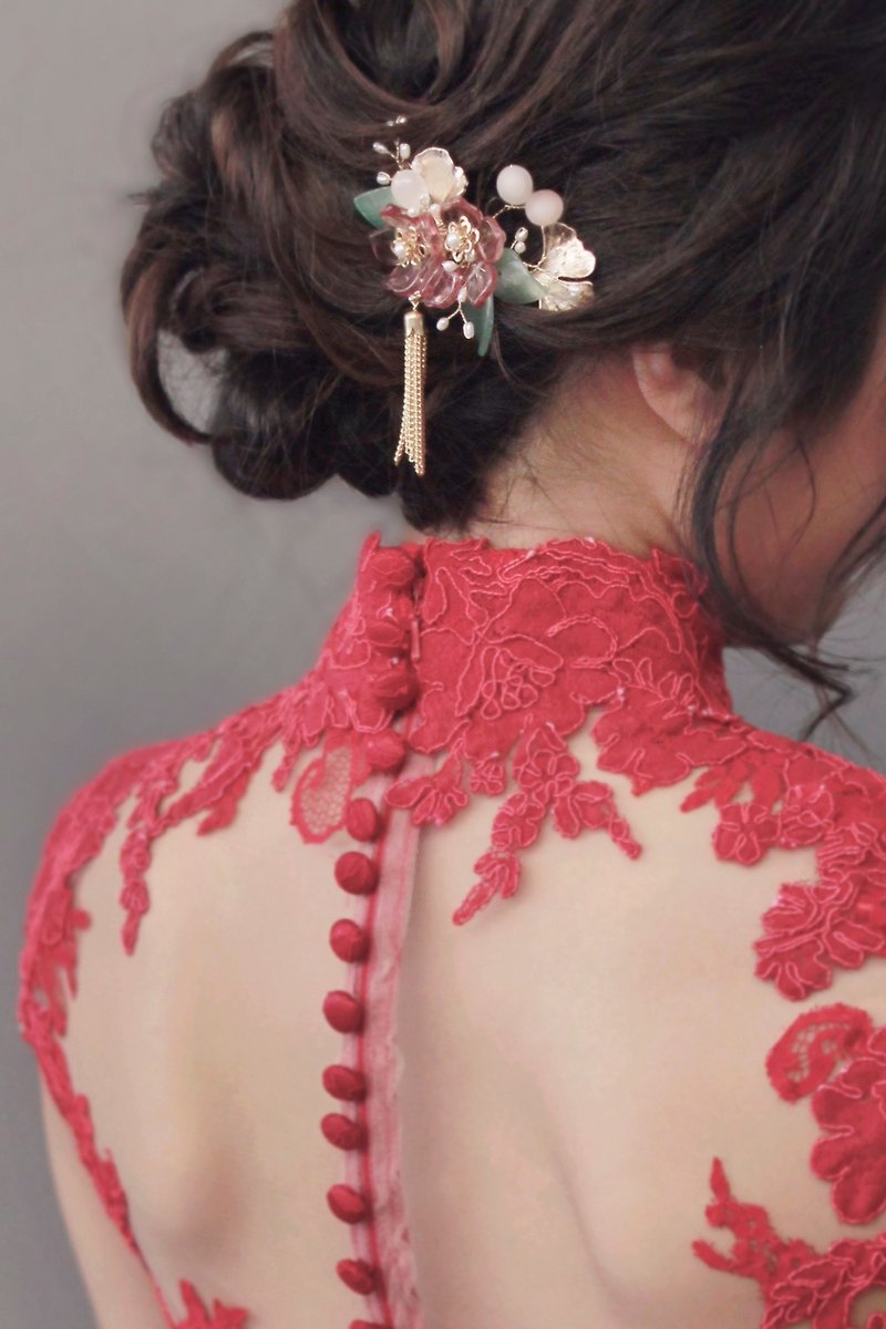 古典琉璃头饰Bridal Headpiece - 发饰 - 玻璃 红色