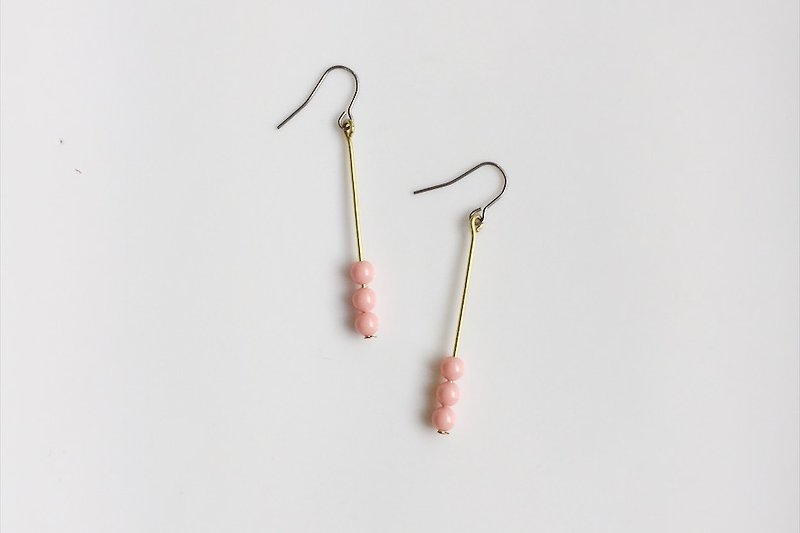 123mini 粉红简约施华洛世奇元素造型耳环 - 耳环/耳夹 - 宝石 粉红色