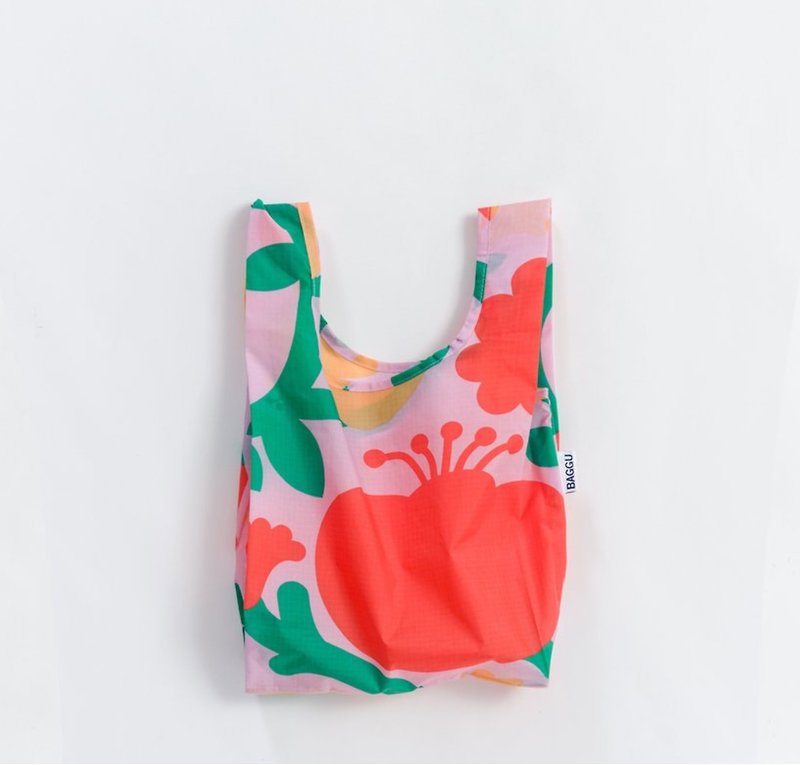 【最后一件】BAGGU环保收纳购物袋- 迷你尺寸-罂粟花 - 手提包/手提袋 - 防水材质 粉红色
