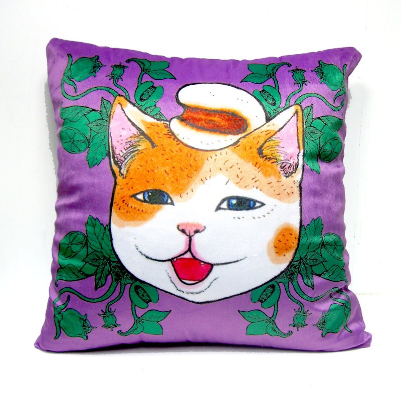 GOOKASO 紫罗兰色 薏米猫咪头像抱枕CUSHION 枕套 枕芯 套装 可拆洗 - 枕头/抱枕 - 聚酯纤维 绿色