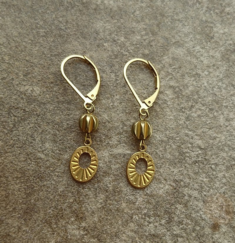 刻度-黄铜垂坠耳环 - 耳环/耳夹 - 其他金属 金色