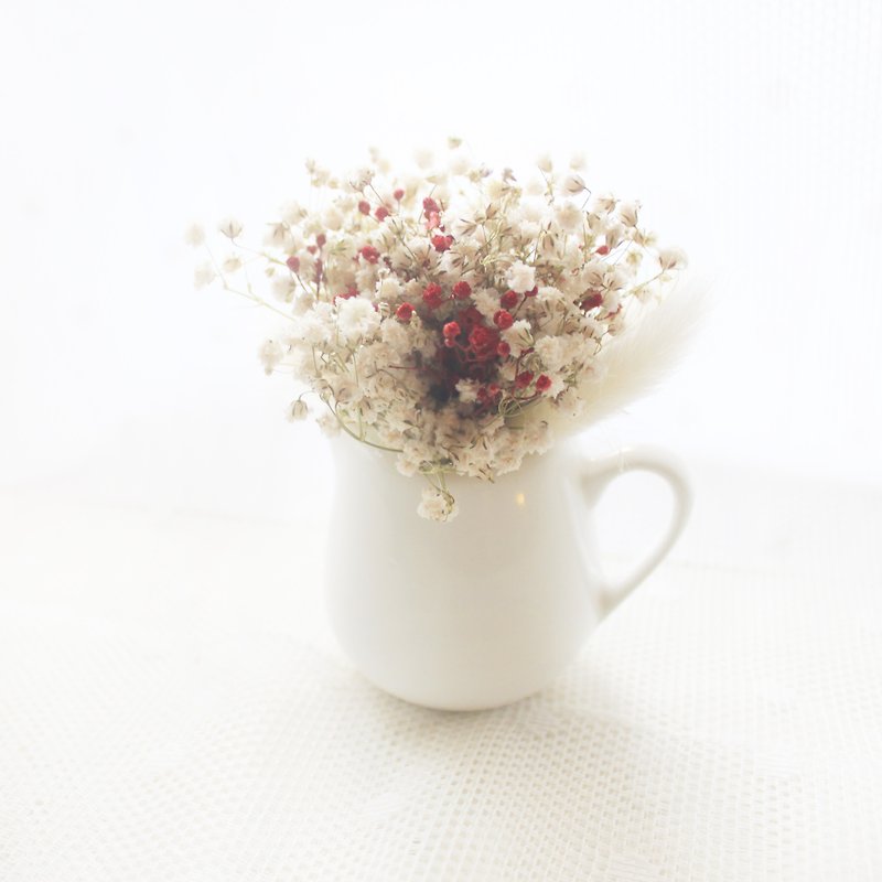 浪漫小奶盅迷你桌花・满天星干燥花经典花礼 - 花瓶/陶器 - 植物．花 粉红色