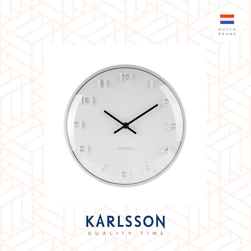 荷兰Karlsson Wall clock  Elevated white 凸玻璃白色挂钟 - 时钟/闹钟 - 塑料 白色
