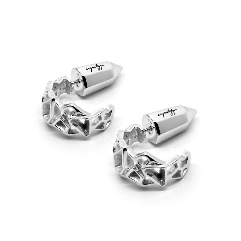 WIREFRAME Earrings / White Gold   (design silver jewelry) - 耳环/耳夹 - 其他金属 银色