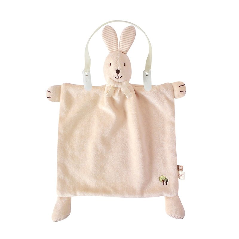 【SISSO有机棉】彩棉咖咖兔安抚手帕巾+多用途围兜夹组 - 玩具/玩偶 - 棉．麻 咖啡色