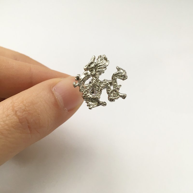 中国风 龙 袖扣 Dragon Cufflink - 袖扣 - 其他金属 银色