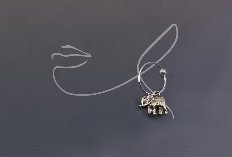 动物系列-小象925银耳环(单支/一对) - 耳环/耳夹 - 纯银 红色