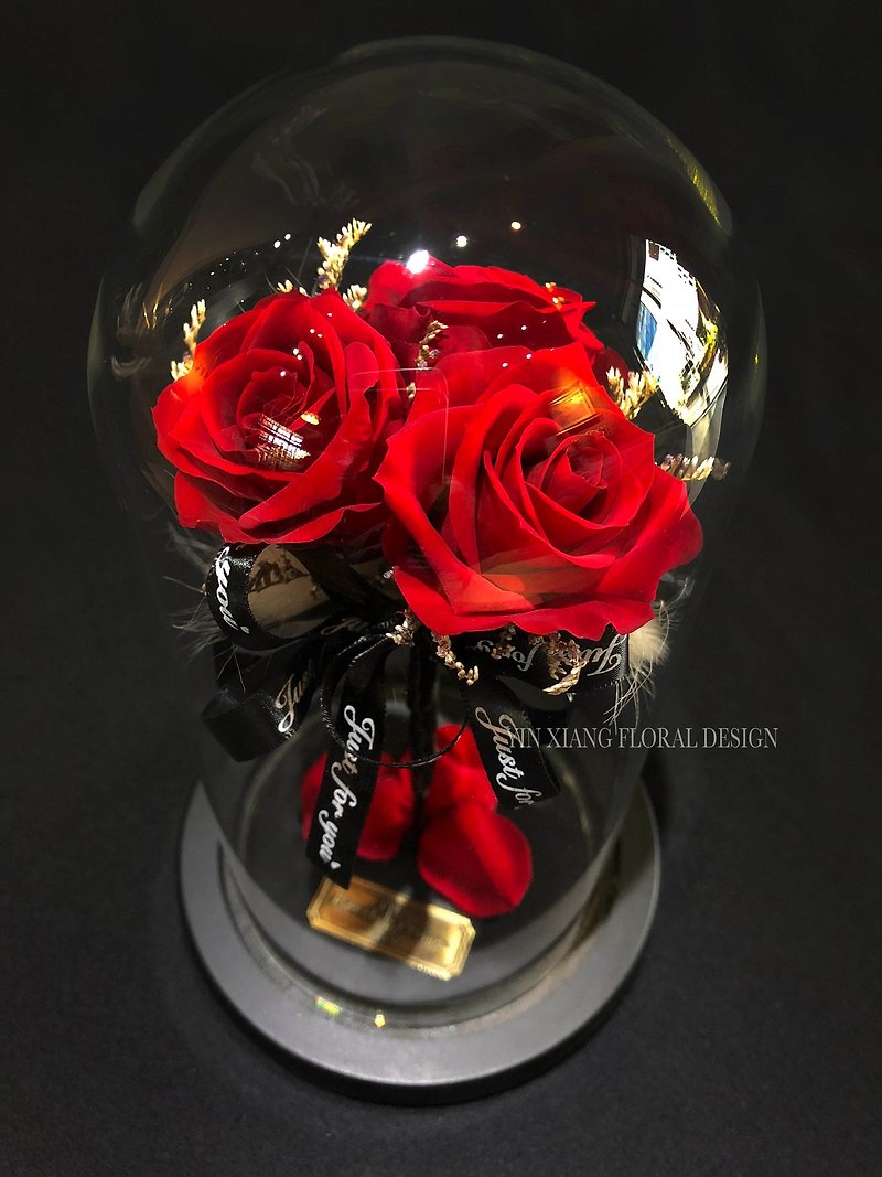 情人节花礼 / 三朵红玫瑰 520我爱你 - 干燥花/捧花 - 植物．花 红色