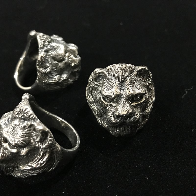 狮子系列・母狮 / 银戒指 - 对戒 - 纯银 银色