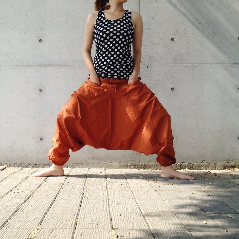 Travel x India 基本款 阿里巴巴裤 (夕阳橘) - 女装长裤 - 纸 橘色