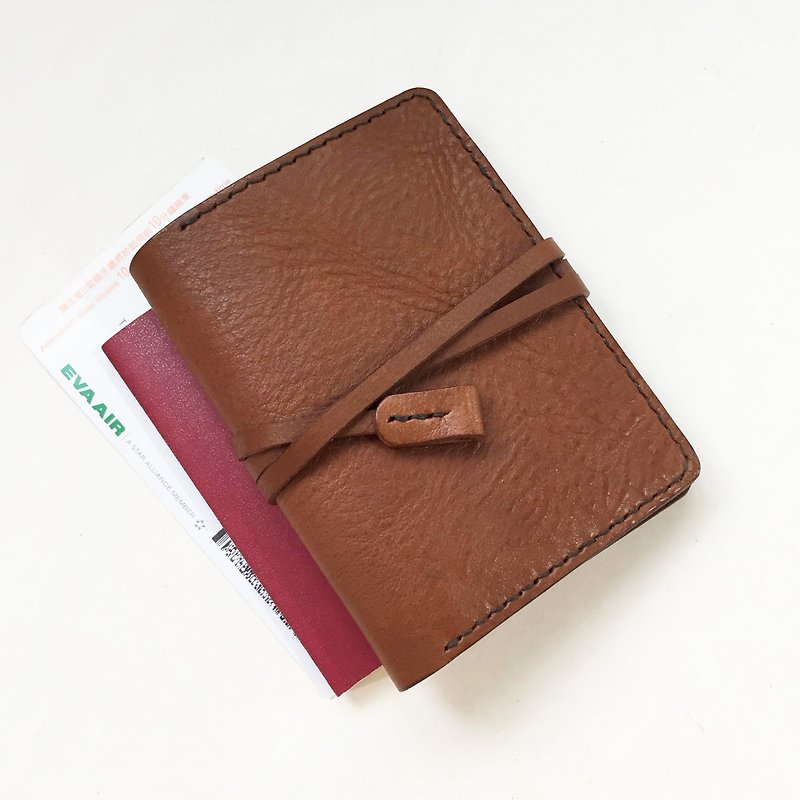 艾曼纽 皮革护照夹 秋栗色 - 护照夹/护照套 - 真皮 咖啡色