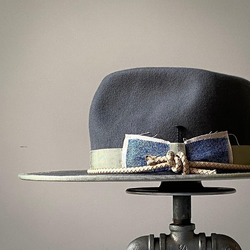 HYOKOU_hat 手工帽-绅士帽、灰色、57cm - 帽子 - 羊毛 灰色