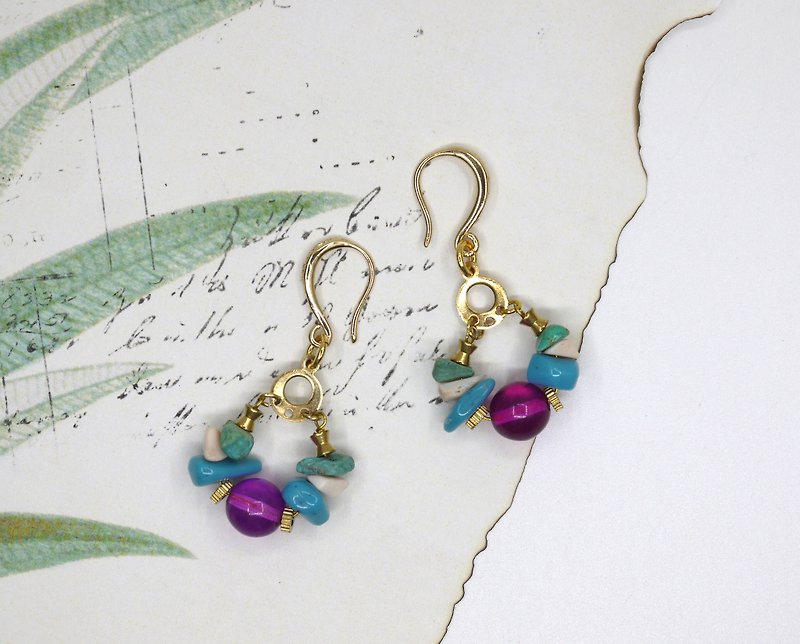 春娇紫 紫水晶 耳环 可换夹式 - 耳环/耳夹 - 宝石 