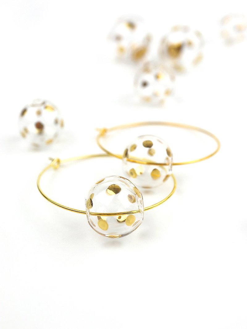 GIRO GOLD DOTS - 真金彩绘波点玻璃球 耳环 - 颈链 - 玻璃 金色