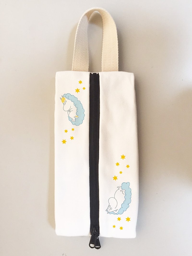 Moomin授权-多功能面纸包(米) - 纸巾盒 - 棉．麻 蓝色