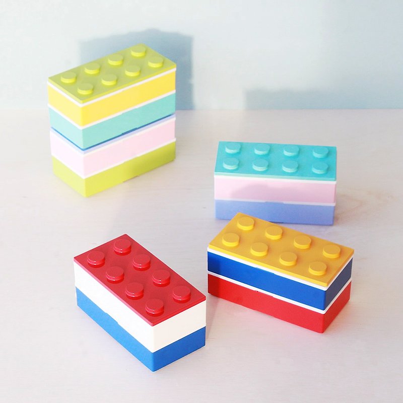 Trio Coloured Block Lunchbox 480ml Lunch Container Bento Bentobox Gift Japan - 便当盒/饭盒 - 塑料 红色
