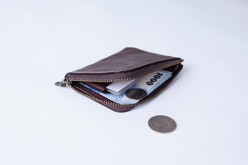 L型钥匙零钱袋| 皮革订制 | 定制打字 | 钱包 | 真皮 | 礼物 - 零钱包 - 真皮 