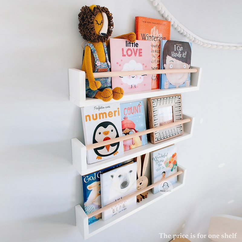 One Floating Kids Book Wall Shelf, Nursery Montessori Bookshelf, Book Rack - 儿童家具 - 木头 
