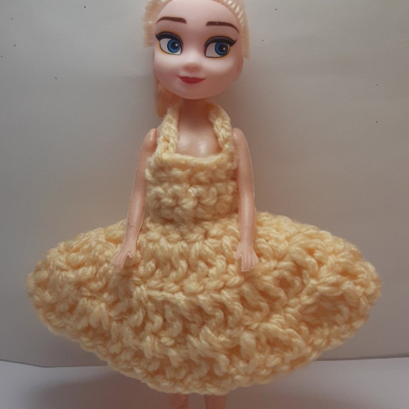 Yellow Crochet Doll Dress, small, cute, suitable as a gift or collectible - 玩偶/公仔 - 其他材质 黄色