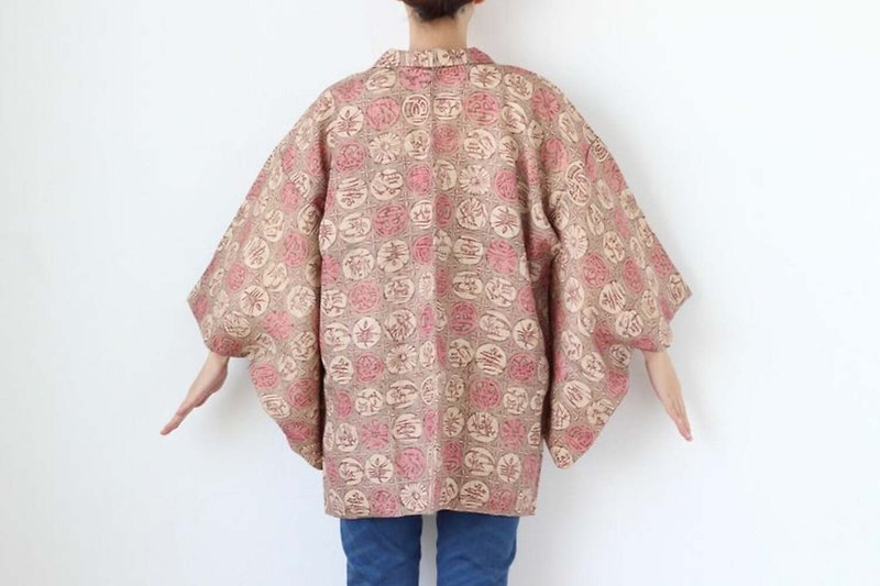 unique floral kimono, kimono jacket, authentic kimono /3893 - 女装休闲/机能外套 - 聚酯纤维 粉红色