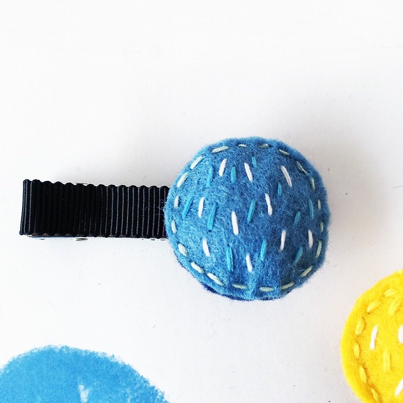 圆圆发夹(HUA-004-7) - 发饰 - 棉．麻 蓝色