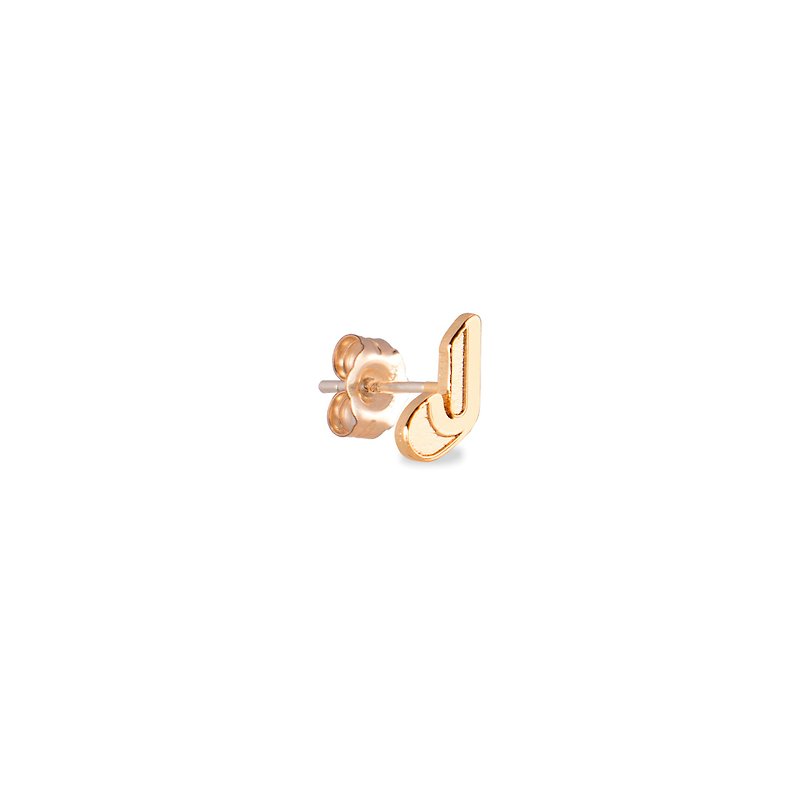 英文字母耳环 J -纯银镀金耳环 (单只) - 耳环/耳夹 - 纯银 金色