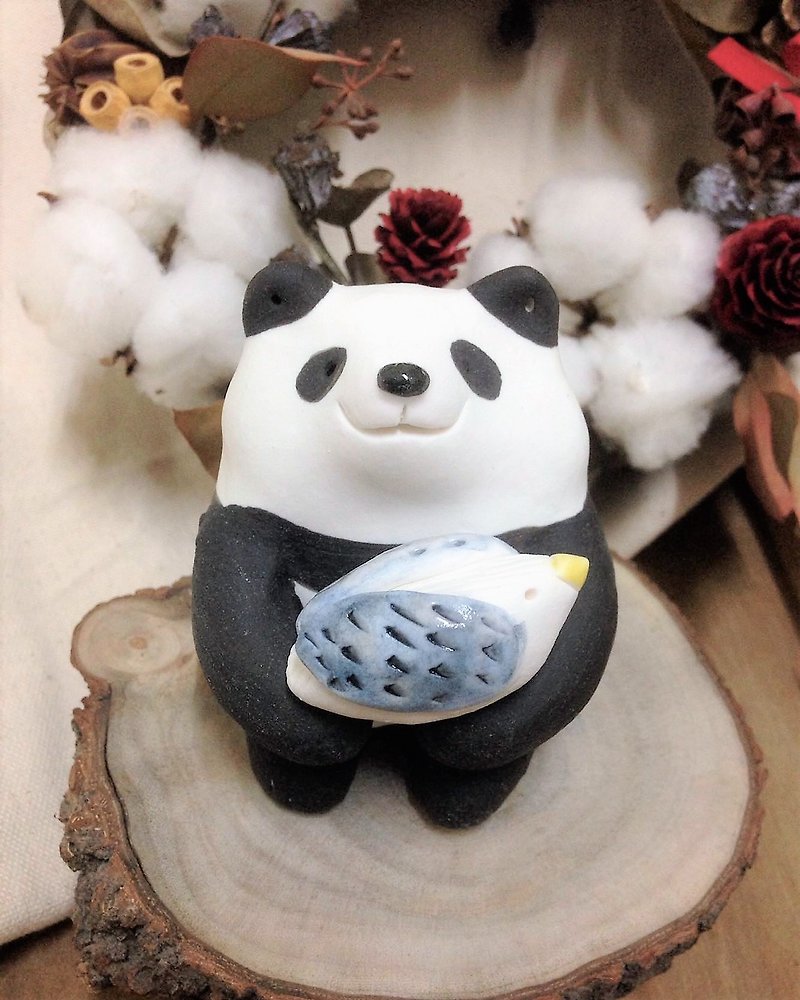 1+1系列-啾啾鸟与熊熊好朋友-胖胖大熊猫(福利品) - 花瓶/陶器 - 瓷 多色